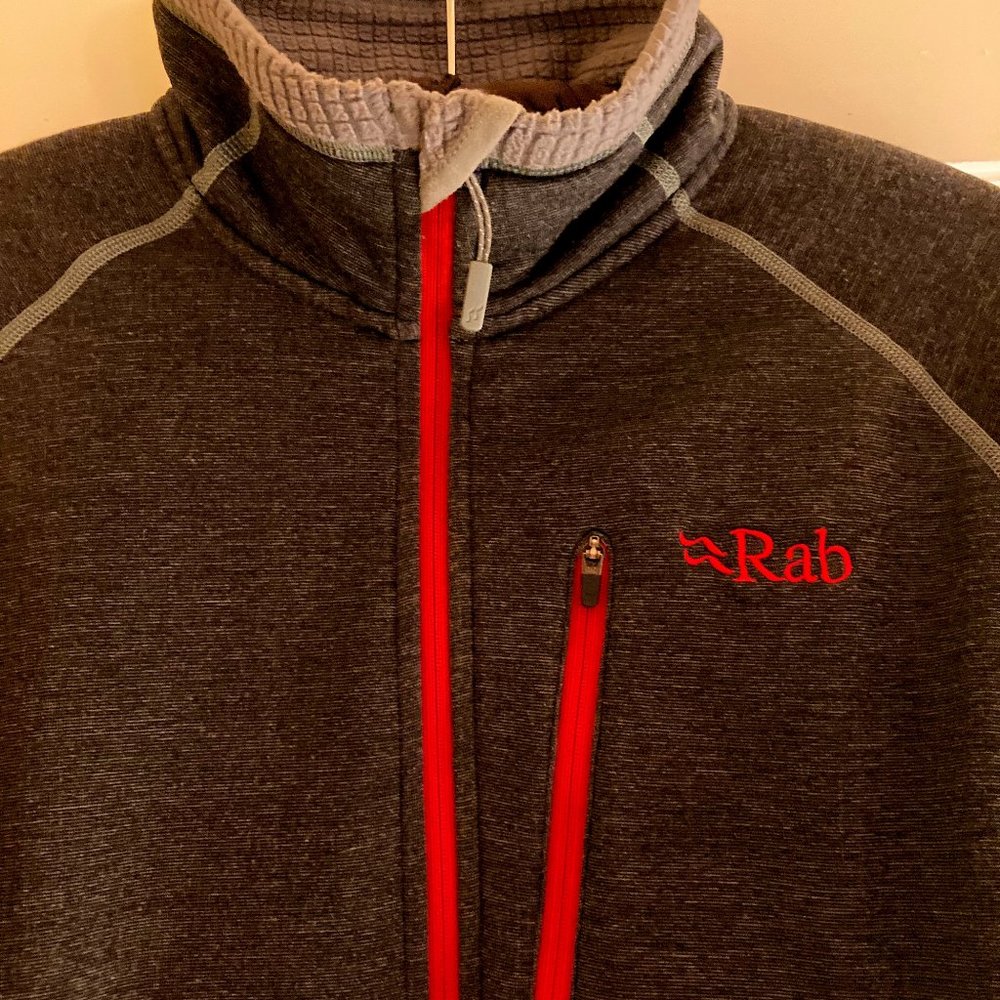 Men's Large Rab technical fleece. Charcoal gray.